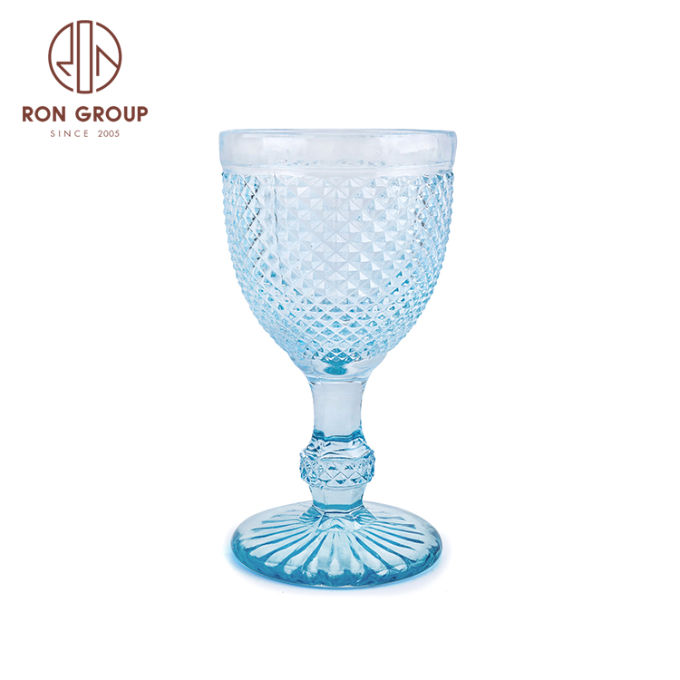 Wholesale colorful machine made wedding wine colored glass goblet cup on sale