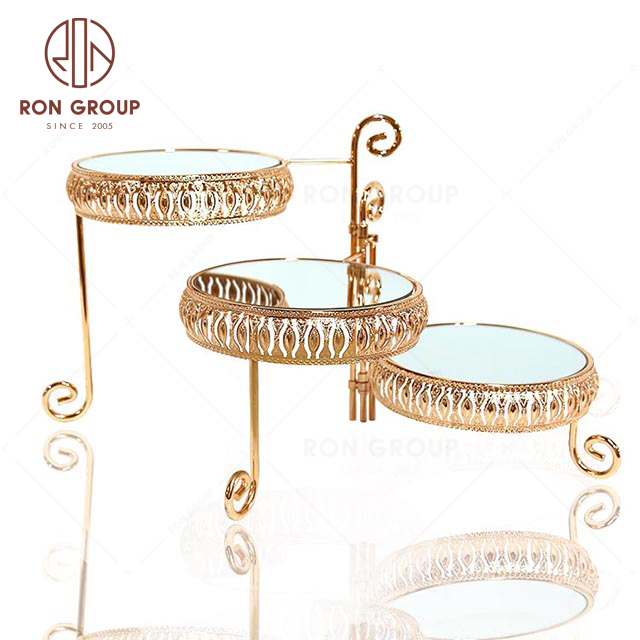 RNBF3226S Exquisite Stainless Steel Wedding Hotel Cafe French Gold Cake Stand