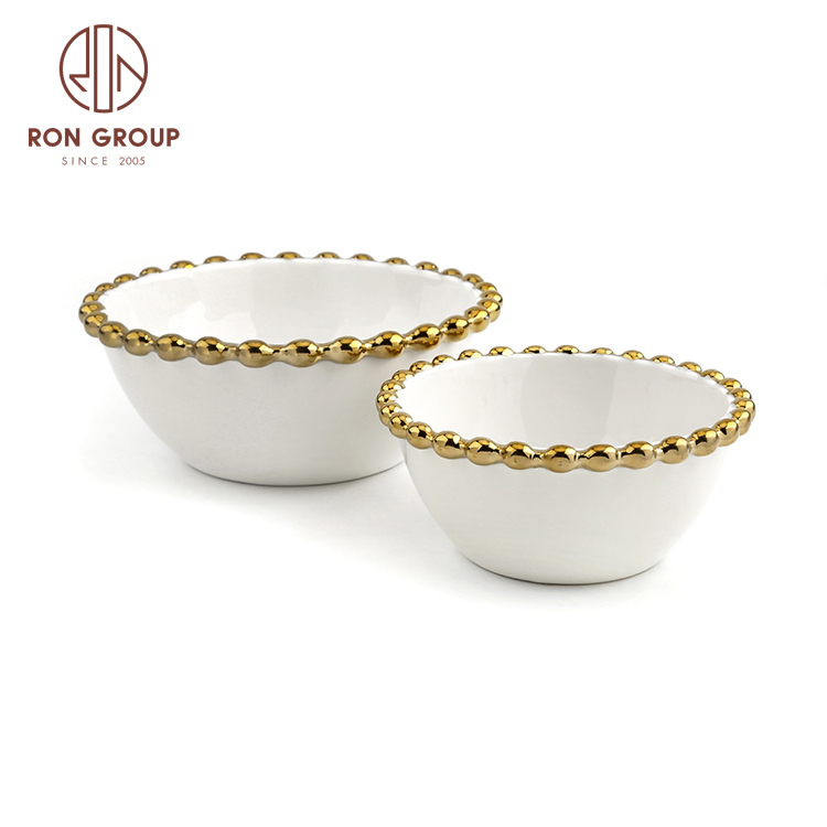 High quality gold pearl edge ceramic love heart shape bowl for wedding