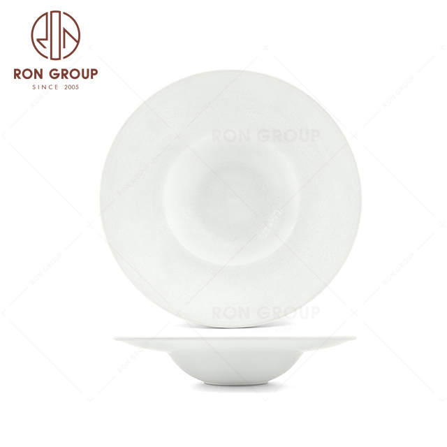 RNPCT1916-27D Hot Selling Raindrop White Style Restaurant Hotel Bar Cafe Wedding Water Wave Hat Shaped Plate