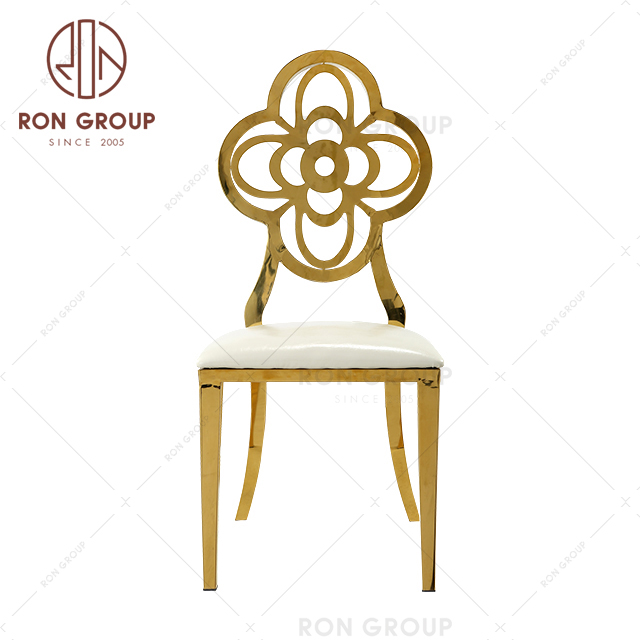 Banquet Party Hotel Round Back Design Gold Stainless Steel Wedding Chair
