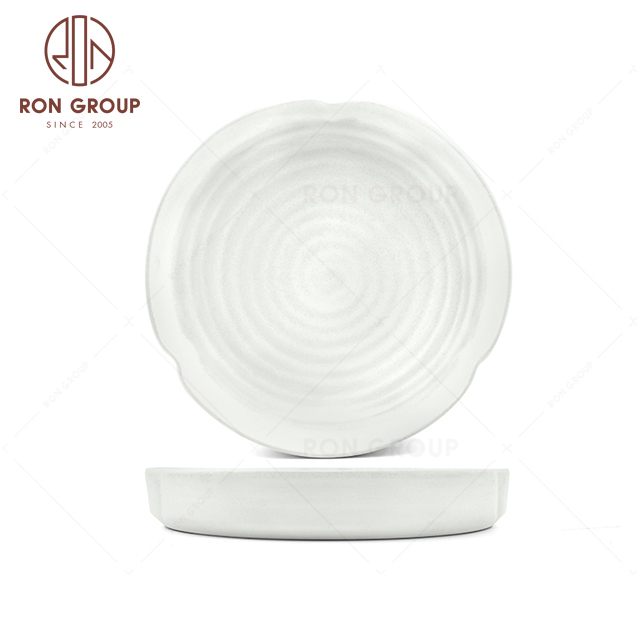 RNPCT09-1 High Quality Raindrop White Style Restaurant Hotel Bar Cafe Wedding Water Wave Round Plate