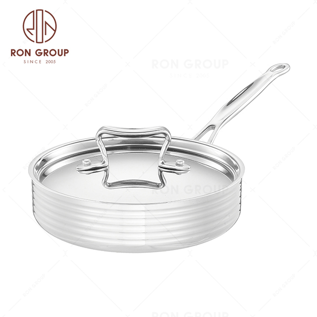 High Quality precision drill Large Capacity Three-layer Stainless Steel commercial single handle short Soup Pot Sauce pot StockPot