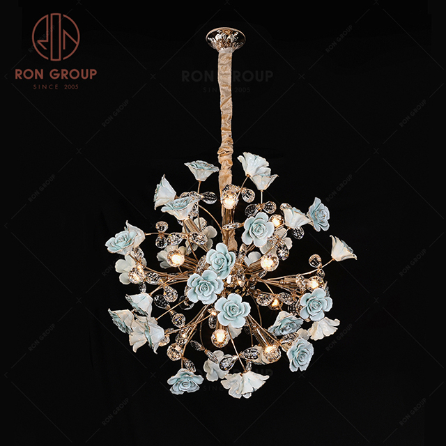 RonGroup Luxury Modern Wedding Decorative Light  Collection - Green Crystal Ceiling Light 7120-12P