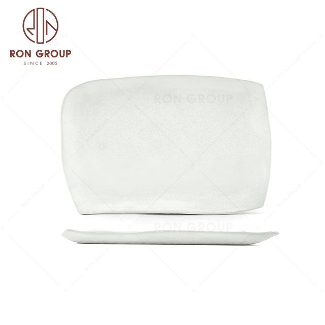 RNPCT01-1W Factory Wholesale Raindrop White Style Restaurant Hotel Bar Cafe Wedding Cloth Design Rectangle Plate
