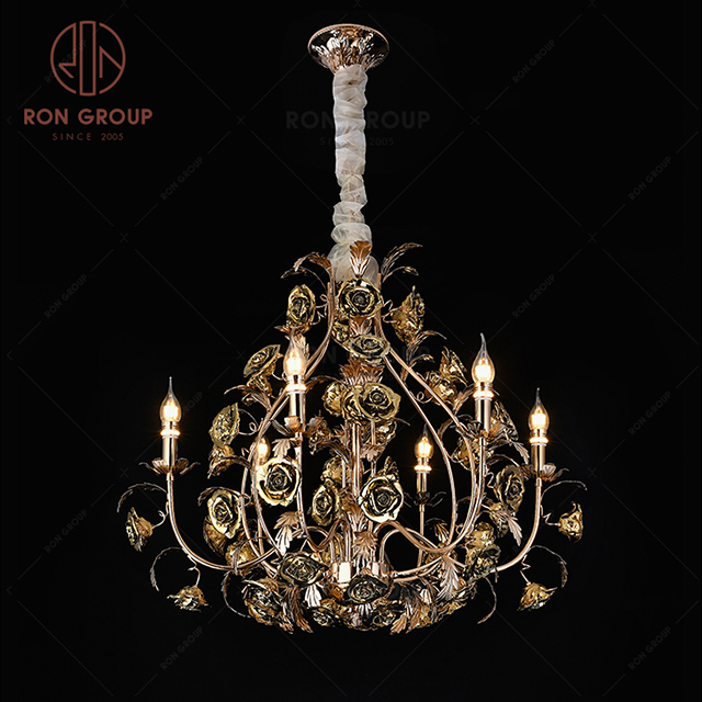 RonGroup Luxury Modern Wedding Decorative Light  Collection - Golden  Crystal Ceiling Light 7039 - 6P 