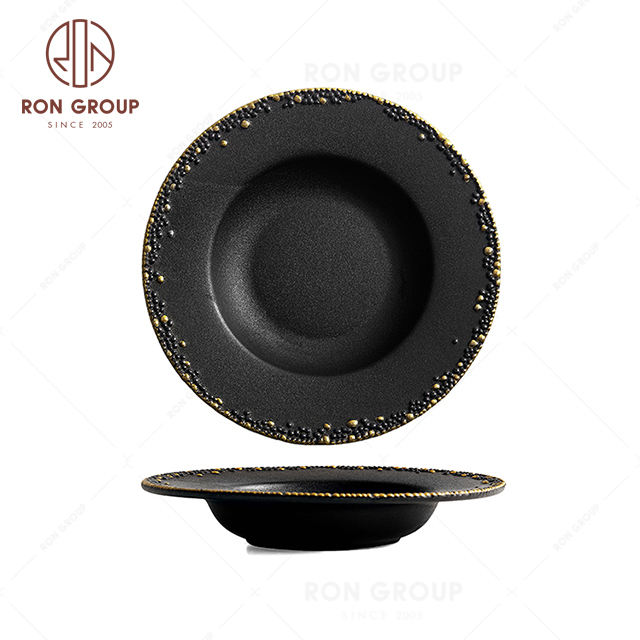 RNPCG2218 Customized FAFARTC Series Restaurant Hotel Bar Cafe Wedding Black Gold Hat Shape Bowl