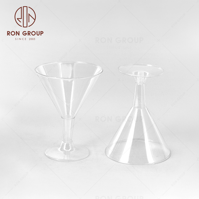 RND22-25 Wholesale 200ML Cocktail Goblet Champagne wine Plastic Wine Cups Party Catering Clear Disposable Glasses