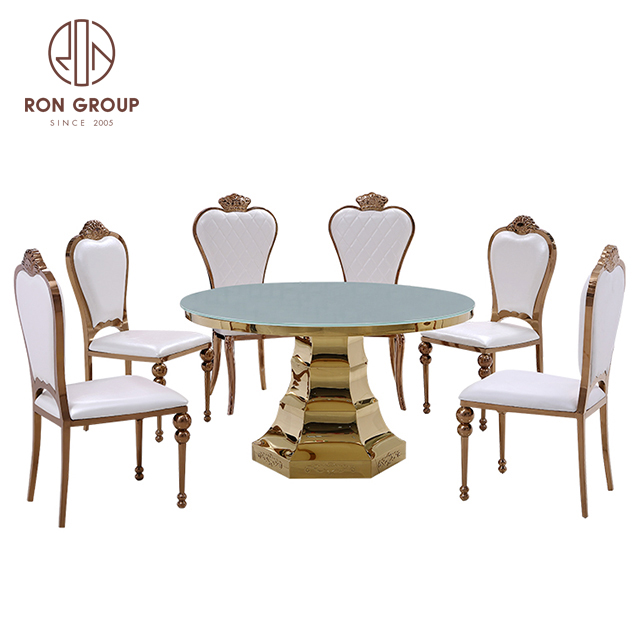 wedding stainless steel base event gold banquet dining table