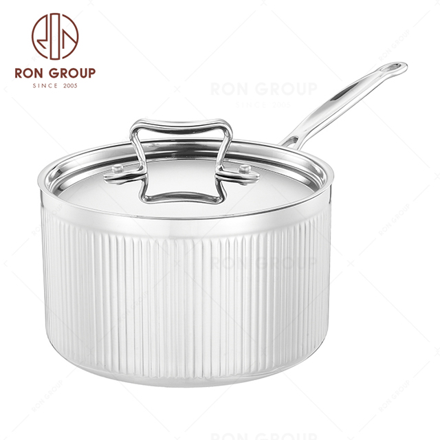 High Quality vertical stripes Large Capacity Three-layer Stainless Steel commercial single handle high Soup Pot Sauce pot StockPot 