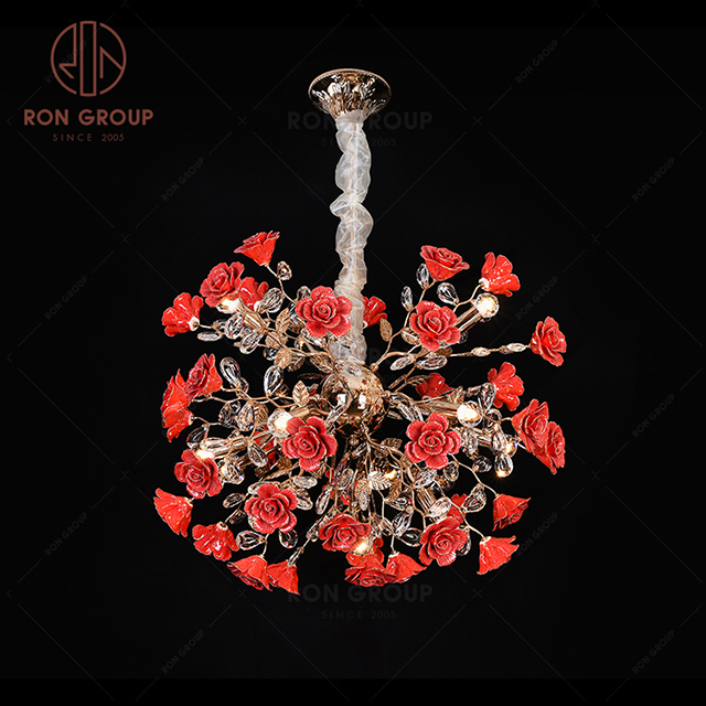 RonGroup Luxury Modern Wedding Decorative Light  Collection - Red Crystal Ceiling Light 7109-12P