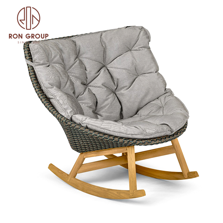 High quality garden Furniture outdoor rattan chair wooden rocking chair