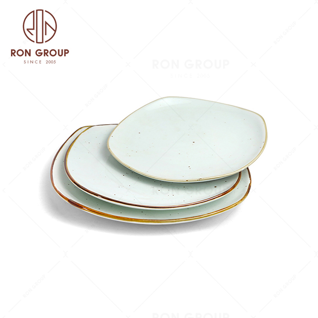 ​RonGroup New Color Chip Proof  Collection Misty White Bule -  Shallow Square Plate 