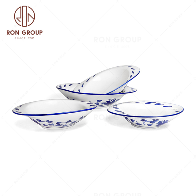 RonGroup New Color Rattan Flower Chip Proof Porcelain  Collection - Ceramic Dinnerware Odd Soup  Bowl 
