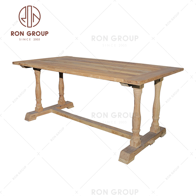 European antique style wooden table dining for restaurant and wedding event