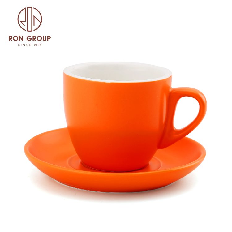 Custom colorful glazed Ceramic coffee mug And Saucers sets Espresso Coffee Cups