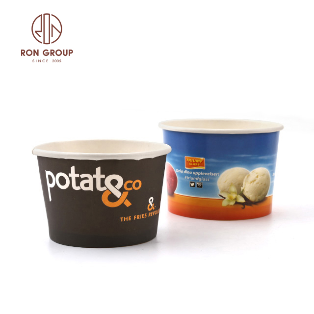Custom logo printing disposable ice cream yogurt paper cups