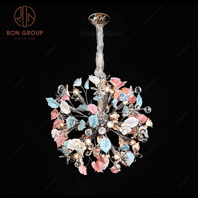 RonGroup Luxury Modern Wedding Decorative Light  Collection - Flower Crystal Ceiling Light 7097 -18P 