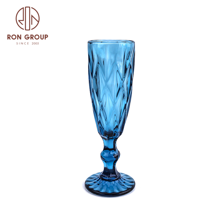 Machine Made Customized Vintage Blue Purple Cheap Colored Water Goblets Sale