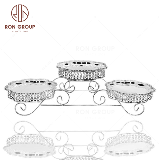 RNBF20548S Wholesale Stainless Steel Wedding Hotel Cafe Three Tier Cake Stand