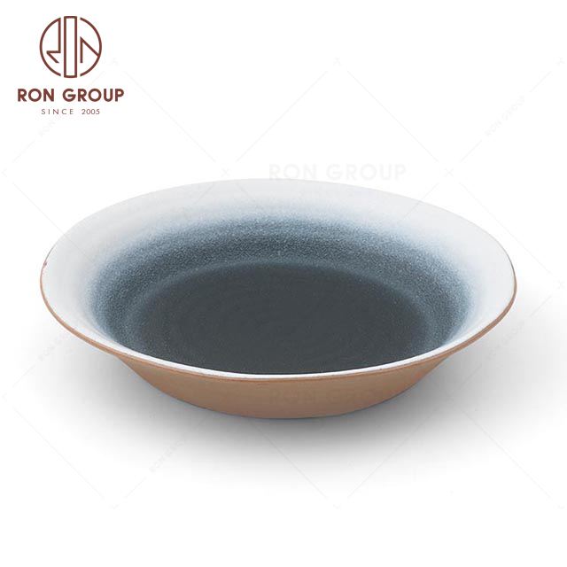 RNPCT1916Y-22N 9" special-shaped threaded soup plate High quality Japanese style tableware Terracotta  Dinnerware For Restaurant Hotel Party 