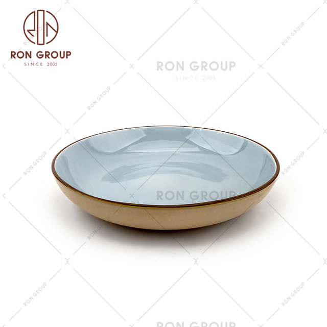 Porcelain large shallow dishes restaurant wedding luxury mordern ceramic round soup plate