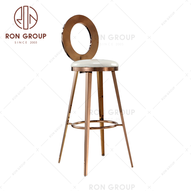 Luxury Classical Gold Bar Stool Chairs Wedding Metal High Back Design Chair