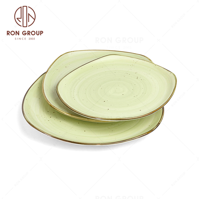 RonGroup New Color Apple Green  Chip Proof Porcelain  Collection - Ceramic Dinnerware Shallow Square Plate