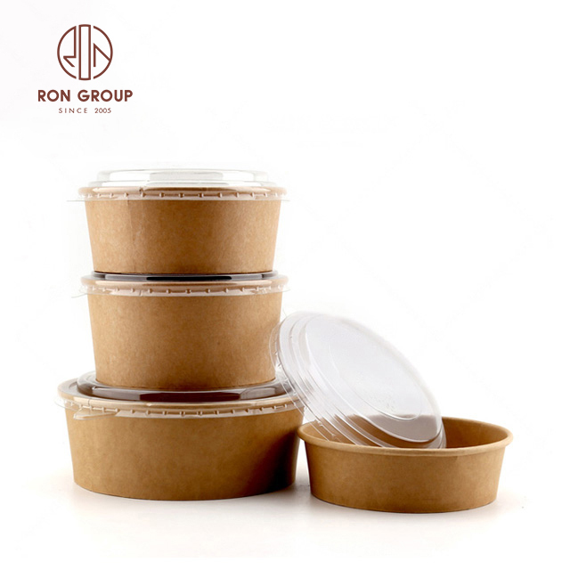 Wholesale custom packaging paper salad container paper soup box disposable kraft paper bowls with lid