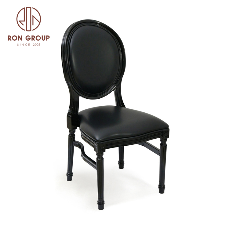 Upholstered black resin chair plastic modern luxury dining chair french wedding louis chairs