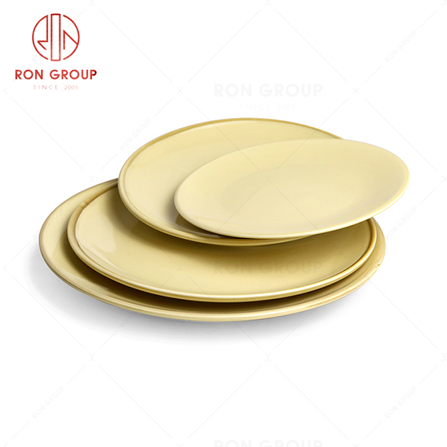 RonGroup New Color Custard Chip Proof Porcelain  Collection - Ceramic Dinnerware Shallow Round Plate 