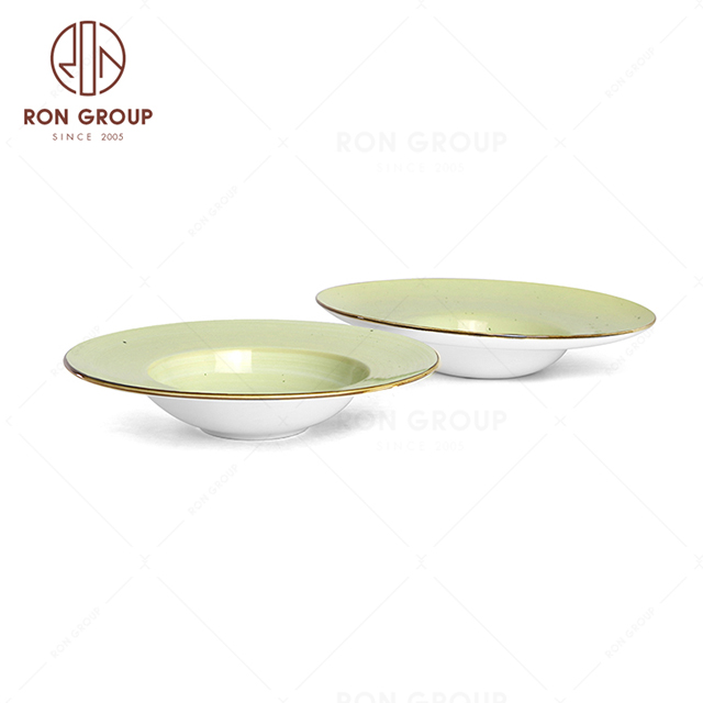 RonGroup New Color Apple Green  Chip Proof Porcelain  Collection - Ceramic Dinnerware Hat Shape Plate