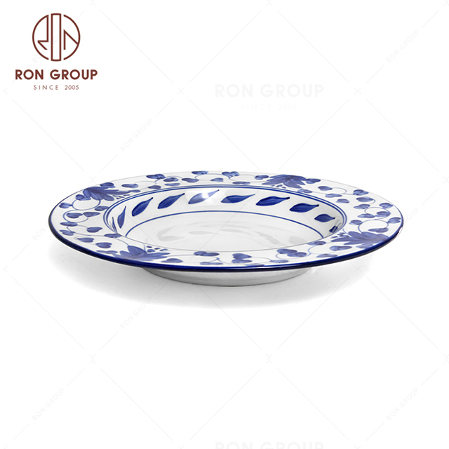 RonGroup New Color Rattan Flower Chip Proof Porcelain  Collection - Ceramic Dinnerware Broadside Round Meal Plate