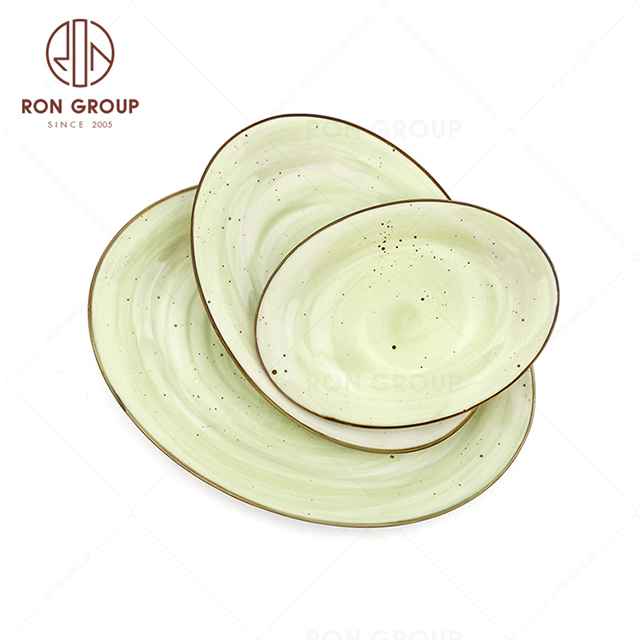 RonGroup New Color Apple Green  Chip Proof Porcelain  Collection - Ceramic Dinnerware Fish Plate