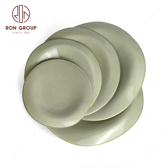 RonGroup New Color Morandi Chip Proof Porcelain  Collection - Ceramic Dinnerware Odd Shallow Plate