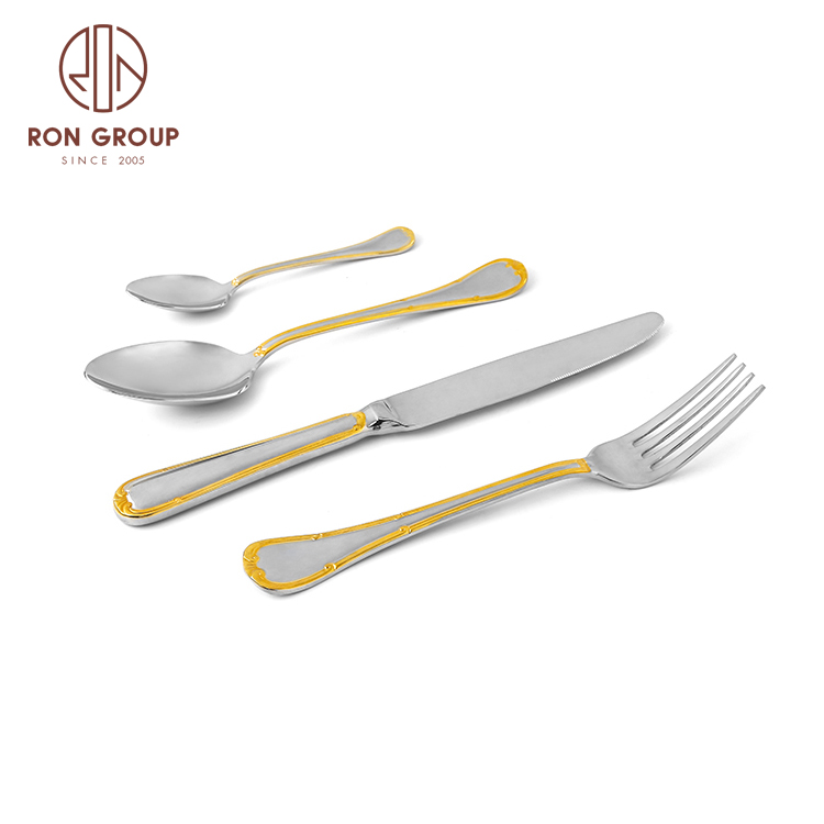 wedding stainless steel gold stainless steel cutlery set