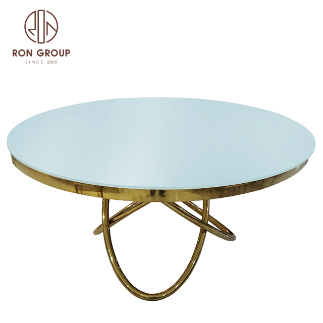 High End Round Gold Table Cake Table of  Wedding Party Banquet Hall