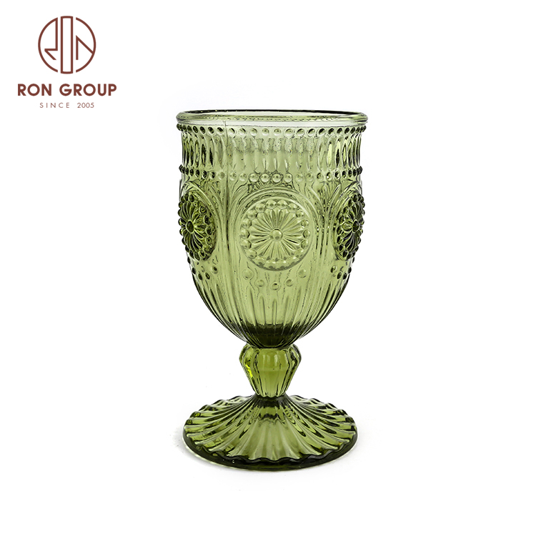 2021 Trend Tiffany Blue Solid Color Giant Embossed Wine Glass Goblet For Wedding