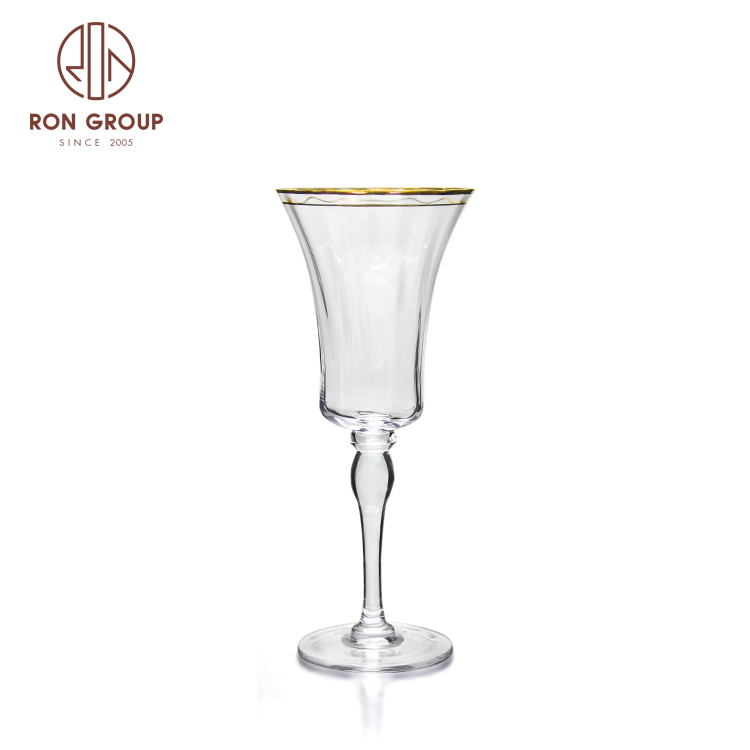 Wedding Party Drink Champagne Gold Rim Clrystal Wine Glass Cup
