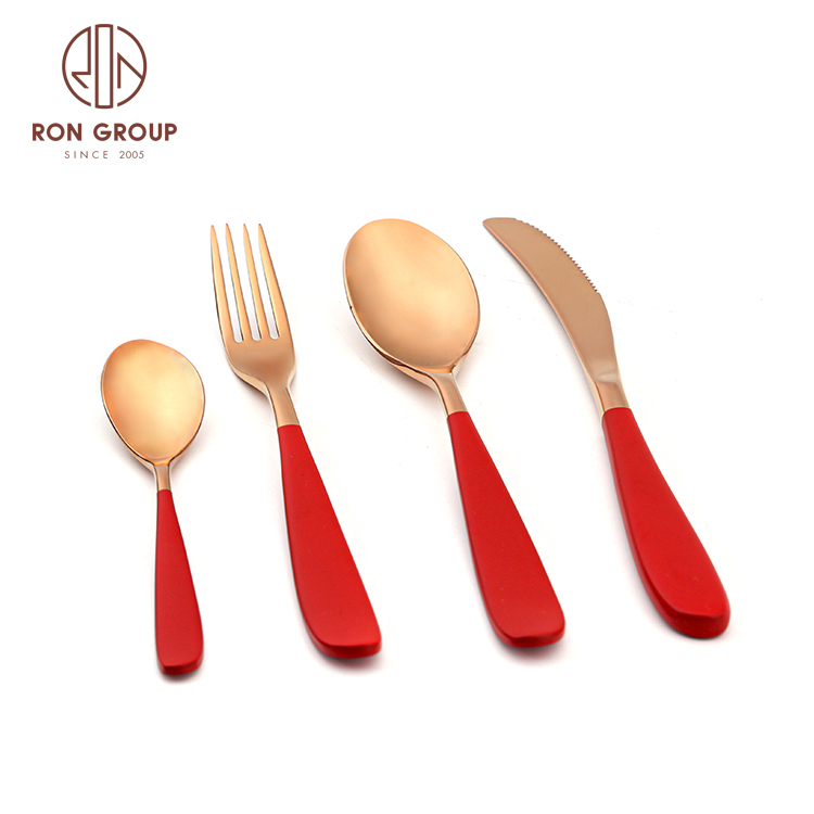 Reusable stainless Steel restaurant gold spoons cutlery set gift weddings flatware set