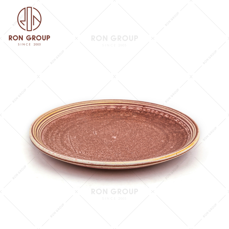 Restaurants Fambe Pink Rhythm Ceramic Dinnerware Set Shallow Round Bone China Plate 