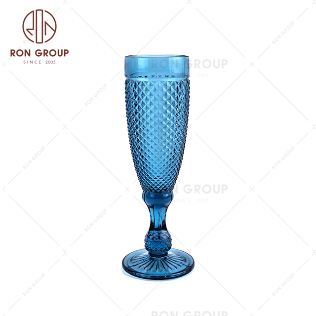 Wedding decorated glassware goblet blue crystal wine glass wedding