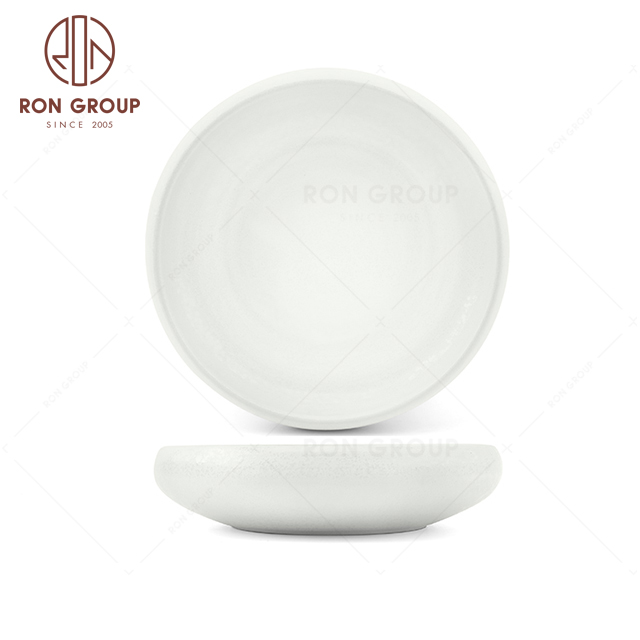 RNPCT1911-3D Hot Sales Raindrop White Style Restaurant Hotel Bar Cafe Wedding French Water Wave Soup Plate