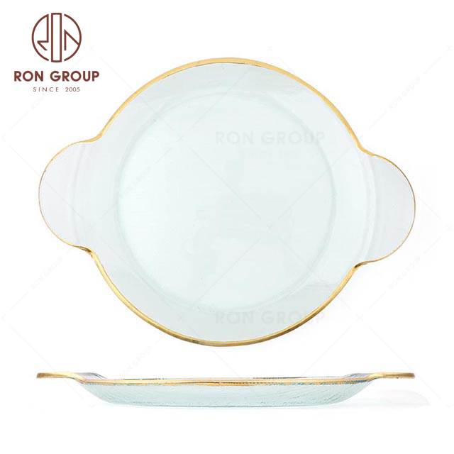 RNPG229-13 Hot-sale Binaural Shallow Round Plate restaurant hotel banquet canteen party wedding plate