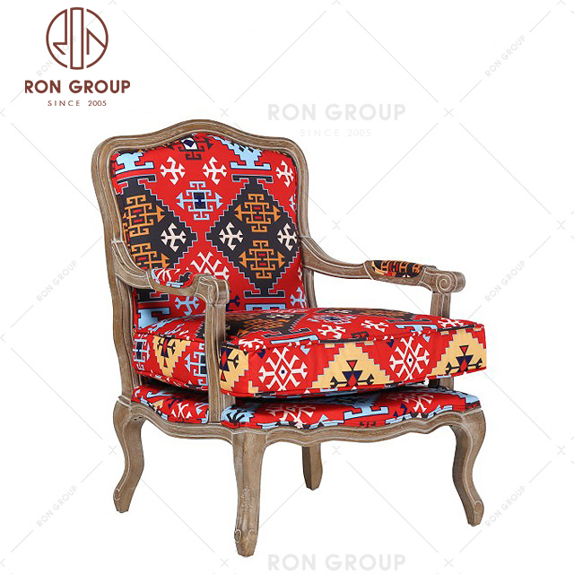 wedding evening party top fabric solid wooden sofa chair set 