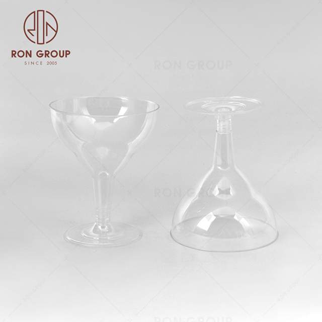 RND22-24 Wholesale 180ML Champagne wine goblet Plastic Wine Cups Cocktail Goblet Party Catering Clear Disposable 