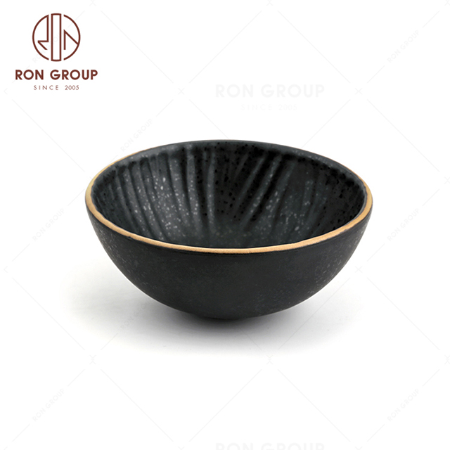 Tableware set nordic round black crockery porcelain ceramic restaurant hall rice bowl