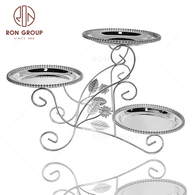 RNBF20345S Hot Selling Stainless Steel Wedding Restaurant Three Tier Cake Stand