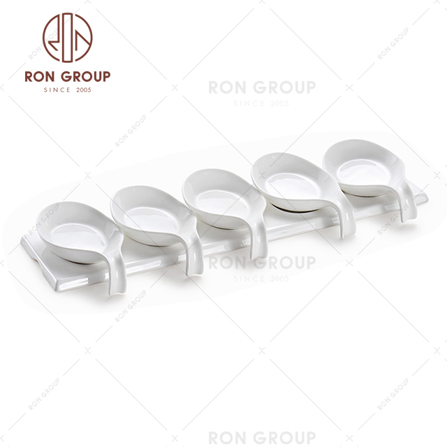Ceramic dinnerware accessories retangular white ceramic spoon base 
