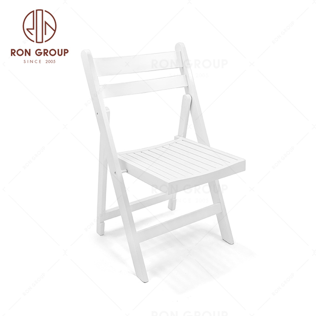 RNFH4-18 High quality Birchwood white color restaurant furniture hotel banquet party wedding Folding chair